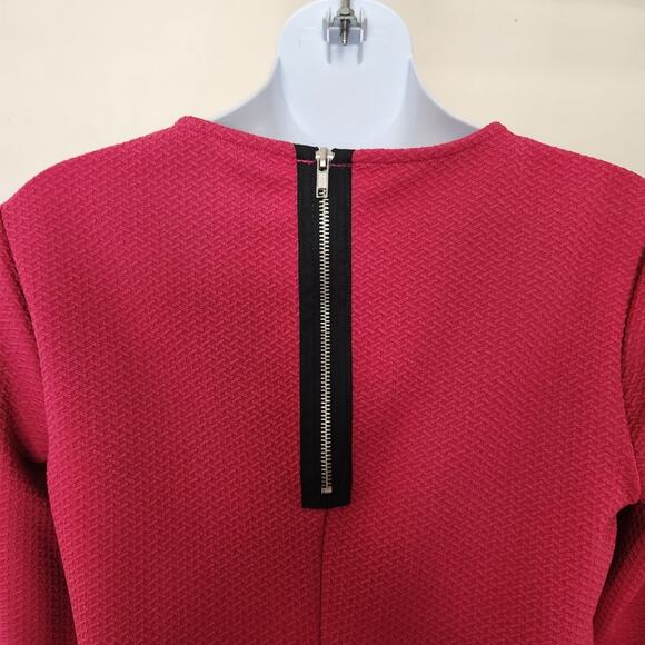 DAISY FUENTES Fuchsia Textured Shift Dress Size S - Picture 7 of 11